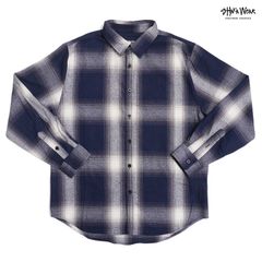 SHAKA WEAR PLAID FLANNEL SHIRTS【NAVY】 (M・L・XL・2XL)(シャカ 通販 メンズ 服 大きいサイズ チェックシャツ シャツ オープンシャツ フランネルシャツ ネルシャツ 長袖)