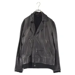 Martin Margiela 14 (マルタンマルジェラ) 14AW リブ デザイン シープ レザー ダブル ライダース ジャケット ブラック S50AM0203のサムネイル