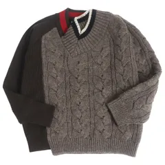 極美品□21AW kolor/カラー 21WCM-N02302 ビッグケーブル ウール100％ ドッキング レイヤードニット/セーター ブラウン 1 日本製 正規品のサムネイル