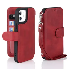 【特価商品】耐衝撃 ストラップ 手帳型 レンズ保護(アイフォン11 軽薄 米軍MIL規格 スマホケースiphone11 ケース /あいふぉん11/いphone11/アイホン11 ケース アイフォン11 11 6.1インチ対応)-ワインレッド iphone iP