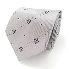 タカキュー ブランド ネクタイ シルク 小紋柄 ドット柄 ハンドメイド メンズ グレー TAKA Q 【中古】