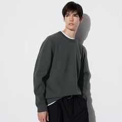 uniqlo ユニクロ ウォッシャブルストレッチミラノリブクルーネックセーター　XL　チャコール　グレー