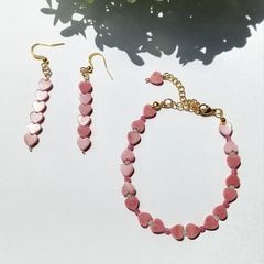 【2点セット】ロードナイトのハートピアスとブレスレット
