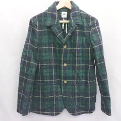 ◇ INDIVIDUAL インディビジュアル チェック柄 長袖 コート サイズ2 グリーン系 レディース E  【1407180064249】