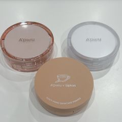 【154】A'pieu　アピュー　ジューシーパン　スキンケアプライマーMT　リプトンコラボ　化粧下地　スキンケア　ウォーターロッククッション　No.21　ファンデーション　ウォーターロック　サラサラパクト　フェイスパウダー　3点セット　化粧品　松山朝生田店