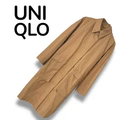 UNIQLO U ユニクロ U 黄土色 ベージュ ロングコート オーバーコート コットン100% 隠しボタン フラップポケット ミッドカーフ丈 サイズM 中国製 ミニマル トレンチ風 メンズ 367OC