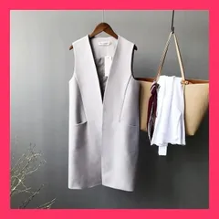 ★スタッフおすすめ★ ＼最旬の春物が特売／ジレ ベスト レディース ノースリーブ ロングジレ トップ 薄手 涼しい シンプル 無地 前開き コーデ トレンチ オフィス 羽織り