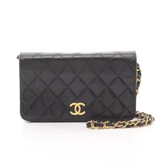 シャネル CHANEL ショルダーバッグ ミニマトラッセ フルフラップ ブラック ラムスキン（羊革） ミニマトラッセ プッシュロック チェーンショルダー レディース