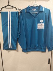 【新品】　中学校　上下セット Mサイズ　ブルー　青　　ジャージ　　芋ジャージ　体操服　体育着　体操着　トレーニングパンツ　学校　　セット