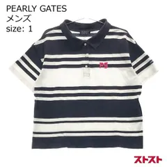 PEARLY GATES パーリーゲイツ 半袖ポロシャツ 刺繍 ボーダー柄 ネイビー系 1 ［240001884049］#