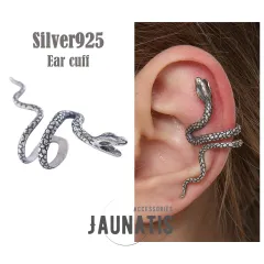 S925銀素材 スネーク イヤーカフ メンズ レディース 男女兼用 ヘビ 蛇 細身 イヤカフ 片耳用 ビジュアル系