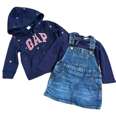 女の子　80cm コーディネートセット　babyGAP アーベーベー　パーカー　Tシャツ　サロペット　ジャンパースカート　長袖　デニム　星柄　3着セット　キッズ服　まとめ売り