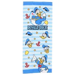【メール便】ドナルドダック フェイスタオル プリントロングタオル ブルーボーダー ディズニー 林タオル 新生活雑貨 キャラクター グッズ 