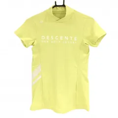 ★値下げ★【超美品】デサントゴルフ 半袖ハイネックシャツ クリームイエロー×白 肩ロゴ 中田英寿 レディース M ゴルフウェア DESCENTE