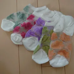 セール☆お花のシースルーソックス5足セット レディース スニーカーソックス くるぶしソックス 可愛い 新品未使用 通勤通学