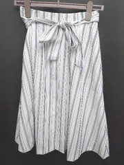 ◇ ◎ any SiS エニィスィス ストライプ柄 膝下丈 フレア スカート サイズ2 ホワイト レディース P  【1408200045309】