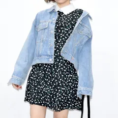 襟付きフラワーAラインワンピース（black）