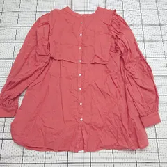 ◇ ⊂ Ungrid アングリッド シンプル系 長袖 ノーカラーブラウス サイズF レッド系 レディース E  【1508060016683】