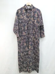 ◇ SEVENDAYS=SUNDAY セブンデイズ サンデイ 総柄 長袖 ロング丈 ワンピース サイズF ネイビー レディース P  【1404250015538】