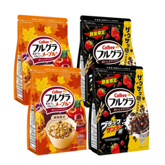【アソートセット】数量限定カルビー フルグラ ブラックサンダー味 550g×2袋・期間限定カルビー フルグラ おさつとりんごのメープル味 600g×2袋