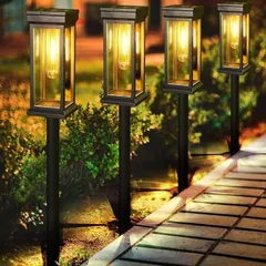 ArilAril ソーラーライト 屋外 ガーデンライト 飾りライト IP65 防水 電球色 アウトドア LED 景観照明 明るい 太陽光パネル充電 自動点灯/消灯 埋め込み式 芝生 通路 玄関 歩道 庭 花壇(ブラック,  4個セット)