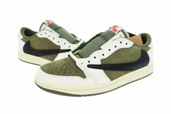 ナイキ NIKE ×TRAVIS SCOTT トラヴィススコット AIR JORDAN 1 LOW OG Reverse Olive エアジョーダン 1 リバースオリーブ DM7866-200 26.5 カーキ 中古☆AA★▲■ 241224