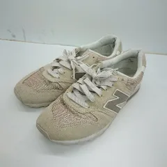 ◇ Θ NEW BALANCE ブランドロゴ入り サイズ24.5 ベージュ系 レディース メンズ E  【1501230048859】