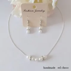 ✣華奢✣ホワイトパールのネックレス&ピアス(イヤリング)セット