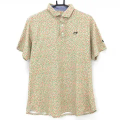 【美品】マスターバニー 半袖ポロシャツ オレンジ×グリーン 花柄 胸刺しゅう  メンズ 6(XL) ゴルフウェア MASTER BUNNY EDITION