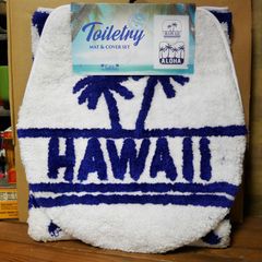 ハワイアン トイレマット ＆ トイレカバー WHITE パームツリートイレセット