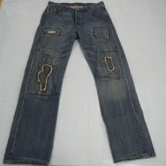 【Levi's/ユーロリーバイス】デニム ５０１｜W３４｜トルコ製 ダメージ加工 デザインステッチ ヴィンテージ｜ブルー