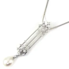 タサキ 田崎真珠 TASAKI ネックレス ブローチ チャーム 2Way セミラウンドパール 白蝶真珠 8.5mm珠 ダイヤモンド 計0.48ct 1ポイント ダイヤモンド 0.01ct K18WG 【中古】