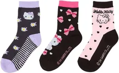 サンリオ SANRIO キッズソックス3足セット 靴下 16-18cm ハローキティ キティちゃん hello kitty ブラック 子供 455288