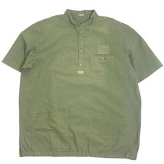 【USED・古着】NO BRAND S/S SHIRTS ショートスリーブ シャツ フリーサイズ 無地 グリーン