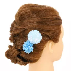 髪飾り 成人式 振袖 前撮り 袴 花 浴衣 夏祭り 花火大会 豪華3点セット 水色 青 おしゃれ かわいい かんざし ヘッドドレス 卒 No.9-4455