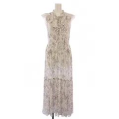 スナイデル SNIDEL 25SS プリーツプリントワンピース マキシ ロング ノースリーブ シアー シースルー 花柄 2 グレー 白 ホワイト SWFO252055 /BB