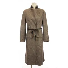 トゥービーシック TO BE CHIC 良品 セットアップ ジャケット スカート ひざ丈 ツイード ベルテッド シルク カシミヤ 茶 ブラウン 40 42のサムネイル