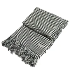 美品 Yohji Yamamoto ヨウジヤマモト 千鳥格子柄 フリンジ 大判 ストール ショール マフラー ブラック×ホワイト メンズ レディース 古着 中古 USED