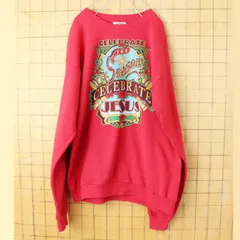90s USA製 Lee 両面プリント スウェット レッド メンズM アメリカ古着　pan-601