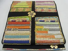 平和屋本店□最高級 龍村平蔵製 本袋帯 戯毛錦 金銀糸 黒地 逸品3s1640  