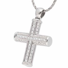 クロス ダイヤモンド(0.72ct) ペンダント ネックレス Pt850/900 プラチナ【送料無料】十字架【中古】22821111