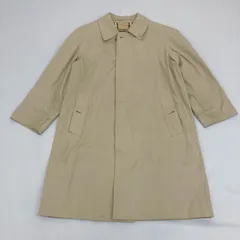 △ BURBERRY バーバリー ステンカラーコート 80's ノバチェック ヴィンテージ 古着 刺繡ロゴ 英国製 イギリス製 ベージュ 44 メンズ 0.71kg