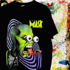 MASK crazy リプリント Tシャツ 半袖 メンズ 新品 個性的 黒 XL MASK（マスク） マスクTシャツ 映画MASK ジムキャリー コメディ映画 ヴィンテージTシャツ 90sTシャツ レトロTシャツ 海外映画Tシャツ USA製Tシャツ