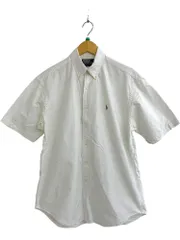 POLORALPH LAUREN (ポロラルフローレン) 半袖シャツ メンズウェア 無地 ボタンダウン ワンポイントロゴ刺繡 コットン100％ 香港製 M ホワイト メンズ/004