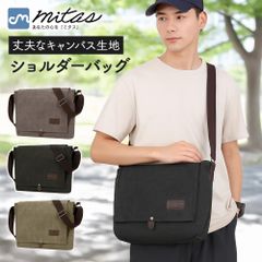【mitas公式】ショルダーバッグ 大容量 軽量 メンズ 斜めがけ おしゃれ キャンバス 帆布 ノートパソコン収納 A4対応 通勤 通学 防水 撥水 シンプル コンパクト 鞄 レディース ユニセックス 旅行 かっこいい 肩掛けバッグ 40代 50代