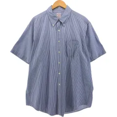 古着 ブルックスブラザーズ Brooks Brothers 346 シアサッカー 半袖 ボタンダウン ストライプシャツ メンズXL相当/eaa543773
