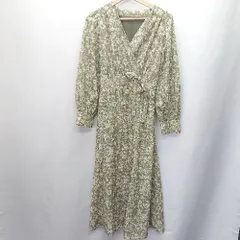 ◇ N. Natural Beauty Basic 花柄 長袖 膝下丈 ワンピース サイズM グリーン系 レディース E  【1407180032842】