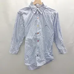 ◇ ⊂ green label relaxing 色ボタン 七分袖 シャツ サイズ L ブルー系 メンズ E  【1501160040497】