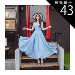 種類43：レッド/5XL シフォンワンピース シフォンドレス ドレスワンピース ワンピース ドレス フレアワンピース シフォンワンピース ロング ロング丈 マキシ マキシ丈 9分丈 袖なし ノースリーブ Vネック カシュクール フレア セミフレア Aライン シ