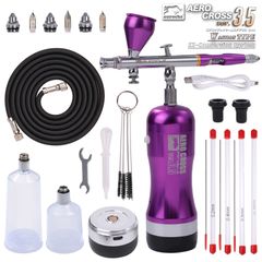 【家電批評 充電式エアブラシ部門 BEST BUY受賞】aurochs 充電式 エアブラシ エアロクロス ver.3.5 ダブルアクション ハンドピース コンプレッサー（キノパープル 香坂きのともけんちゅTVコラボモデル）